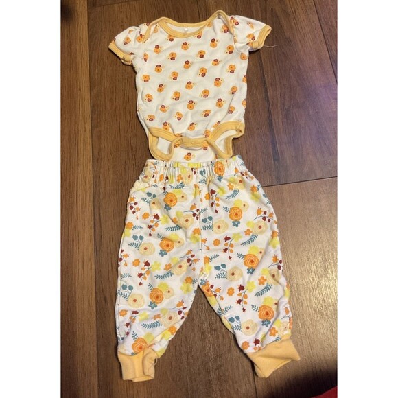 0-3 Months Baby Girl 3 Piece Set Pants Hair Bow One Piece - Picture 1 of 6